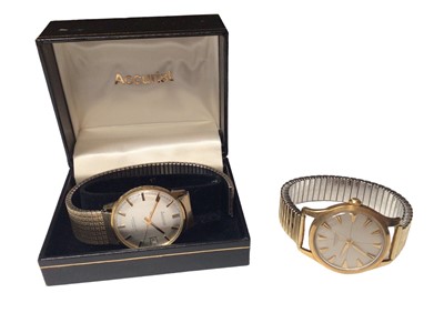 Lot 71 - 1970s Gentleman's Longines 18ct gold wristwatch with circular dial, applied gilt arrow markers in gold plated case, 34mm diameter