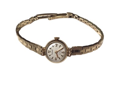 Lot 77 - 9ct gold cased Rotary ladies wristwatch on a yellow metal bracelet