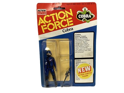 Lot 12 - Palitoy Action Man Action Force  Cobra & Red Shadow (Three Versions) (x3), on card with blister pack (4)