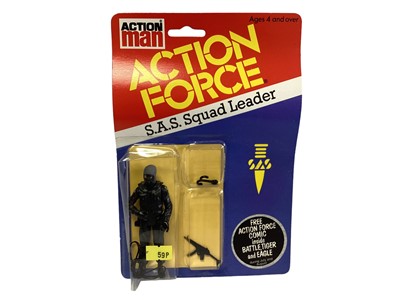 Lot 14 - Palitoy Action Man Action Force S.A.S. Squad Leader & S.A.S.Commando (x3), on card with blister pack (4)