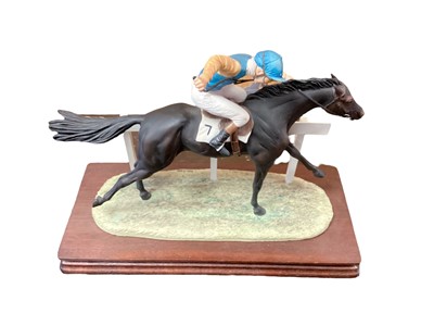 Lot 1186 - Border Fine Arts limited edition model - Full Stretch on wooden plinth, with certificate, 21.5cm high