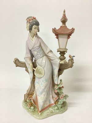 Lot 1194 - Lladro porcelain figure of a geisha girl, 41cm high