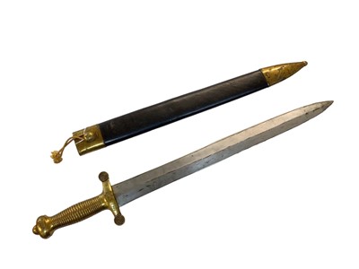 Lot 926 - 19th century Russian Artillery Gladius sidearm dated 1864 in scabbard