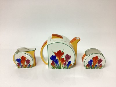 Lot 1204 - Bradex Clarice Cliff limited edition Crocus pattern Tea For Two set - 8 pieces