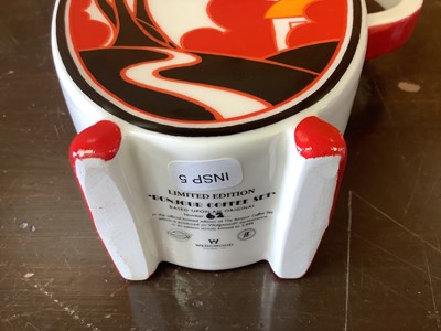 Lot 1205 - Wedgwood Clarice Cliff limited edition three piece Bonjour coffee set
