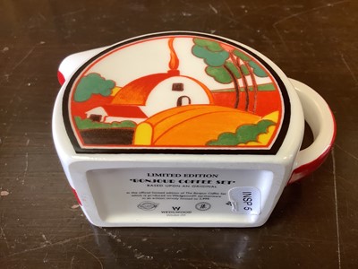 Lot 1205 - Wedgwood Clarice Cliff limited edition three piece Bonjour coffee set