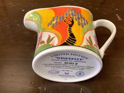 Lot 1206 - Wedgwood Clarice Cliff limited edition Cornwall teapot, together with Windbells milk jug and a Secrets sugar bowl (3)