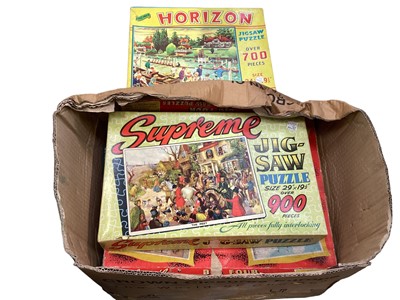 Lot 1944 - Selection of children's boxed games including Tap Tap by Chad Valley, Table Skittles, Bom Bird and others plus some zig saws.