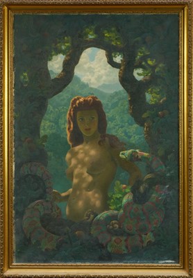 Lot 1337 - *Ernest Wallcousins (1883-1976) oil on canvas - Fantasy, titled to artist's label verso