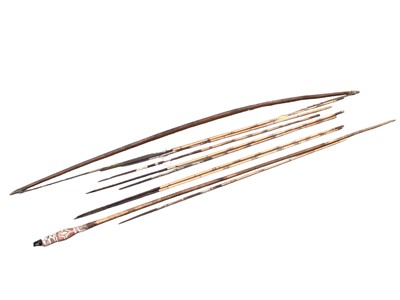 Lot 2532 - Group of bows, arrows and spears probably from the pacific c.1900
