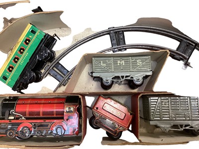 Lot 1963 - Three tin plate clockwork train sets (3)