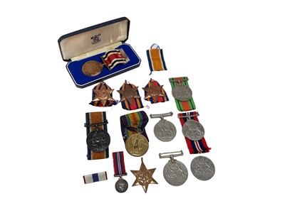 Lot 710 - First World War Pair comprising War and Victory medals named to 200613 SJT. J. O. Gall. Manch. R., together with 1939 - 1945 Star named to 234696 D. J. Blom, Burma Star x3, Defence Medal x3, War Me...