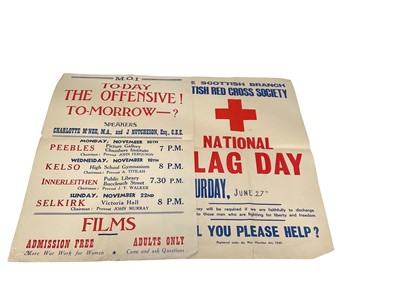 Lot 768 - Two Original Second World War Posters- 'The Scottish Branch British Red Cross Society National Flag Day... and M.O.I. To-day The Offensive To-morrow?', each 76 x 51cm