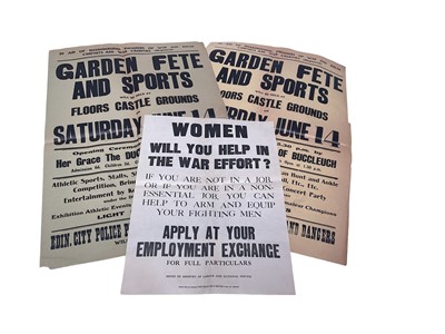 Lot 770 - Three Original Second World War Posters- 'Women Will You Help in The War Effort?' and In Aid of Roxburghshire Prisoners of War Garden Fete x2 ', (3)