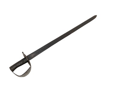 Lot 911 - Georgian 1804 Pattern British Naval cutlass with figure of eight guard and segmented iron grip, the single edged blade struck ' T.Craven' and an inspector's mark. The blade 68.2 cm ( Thomas Craven...
