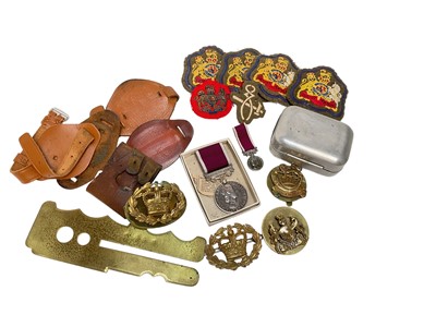 Lot 748 - Elizabeth II Army Long Service and Good Conduct medal named to 23735163 WO1 P C Raynham REME, together with miniature medal, box of issue and related badges.