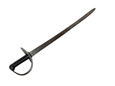 Lot 916 - Victorian 1845 Pattern Naval cutlass with ribbed iron grip, bowl guard with copper lozenge marked ' 4.3.MD', ordnance stamp to blade. The blade 72.5cm long