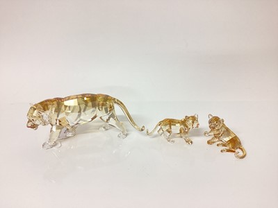 Lot 1240 - Swarovski crystal Lioness and two cubs (3)