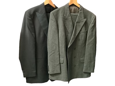Lot 2123 - Hackett midnight blue wool and mohair evening jacket 42XL with black evening trousers and a Hackett grey wool Hampstead two piece suit 42L .
