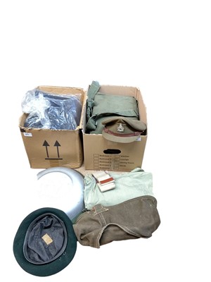 Lot 787 - 1950s Intelligence Corps Lieutenants Patrol Jacket by Flights Ltd, together with various other assorted uniform including berets, side cap, trousers and others (2 boxes)