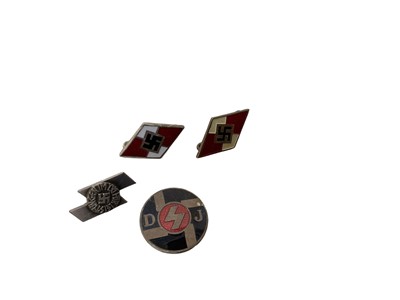 Lot 845 - Four Hitler Youth enamel pin badges