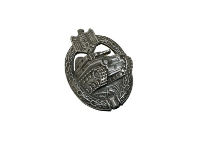 Lot 847 - Nazi Panzer Assault badge in zinc with AS makers monogram to reverse and pin backing
