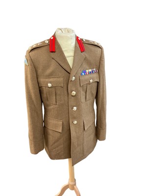 Lot 878 - Elizabeth II General Staff No 2 Service Dress in Colonels' rank with gorgets, wings, and medal ribbons plus tie