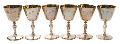 Lot 329 - Set 6 contemporary silver goblets in case