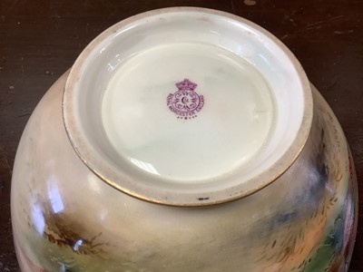 Lot 1271 - Royal Worcester bowl with hand painted pheasant decoration, signed Jas Stinton, 17.5cm diameter