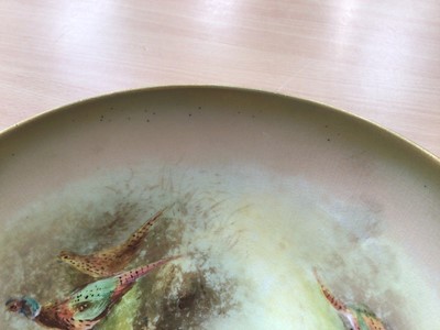 Lot 1271 - Royal Worcester bowl with hand painted pheasant decoration, signed Jas Stinton, 17.5cm diameter