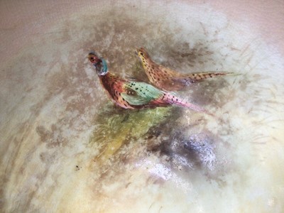 Lot 1271 - Royal Worcester bowl with hand painted pheasant decoration, signed Jas Stinton, 17.5cm diameter