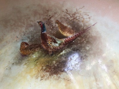 Lot 1271 - Royal Worcester bowl with hand painted pheasant decoration, signed Jas Stinton, 17.5cm diameter