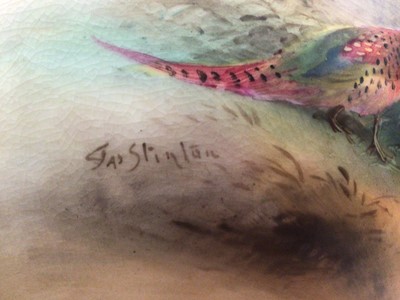 Lot 1271 - Royal Worcester bowl with hand painted pheasant decoration, signed Jas Stinton, 17.5cm diameter