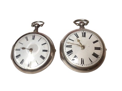 Lot 192 - George III silver pair cased pocket watch and a Victorian silver pair cased pocket watch (2)