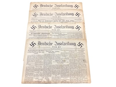 Lot 858 - Four rare Nazi 1940 occupied Jersey news papers 'Deutsch Inselzeitung Evening Post' in German