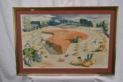 Lot 1057 - *John Northcote Nash (1893-1977) lithograph - Harvesting, 44cm x 69cm, in glazed frame