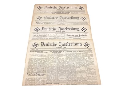 Lot 859 - Four rare Nazi 1940 occupied Jersey news papers 'Deutsch Inselzeitung Evening Post' in German