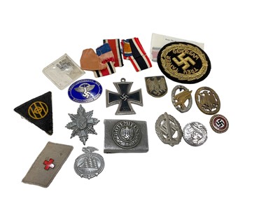 Lot 860 - Nazi Infantry belt buckle and lot Nazi badges and militaria (some modern copies).