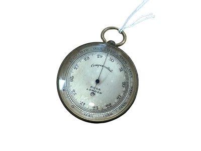 Lot 2569 - Edwardian Brass cased pocket barometer by Ross, London with engraved inscription to reverse, dated 14th April 1904