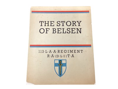 Lot 865 - Scarce Wartime British Official leaflet ' The Story of Belsen' with disturbing images and description of the events in the camp after the relief by DLI troops 13th April - 21May 1945.