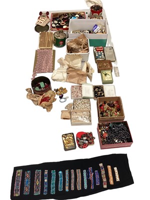 Lot 2130 - An accumulation of 1920s and later dress beads, buttons and buckles.