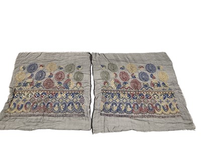 Lot 2132 - 1920s salesman's samples of bead designs on silk chiffon and others