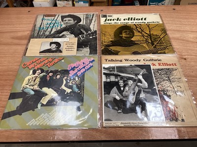 Lot 2245 - Box of mixed vinyl records including original early pressings of Jack Elliot (including autograph and press photos) David Bowie limited edition re-issue, Freddie King, Albert King, Four Tops etc, a...