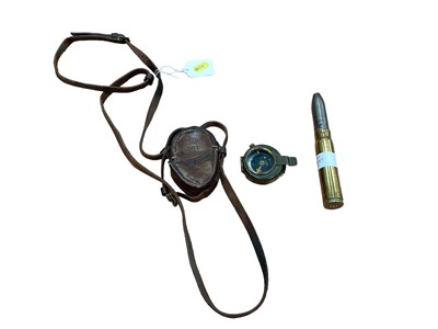Lot 2589 - First World War 1915 Officers compass in case  cannon shell