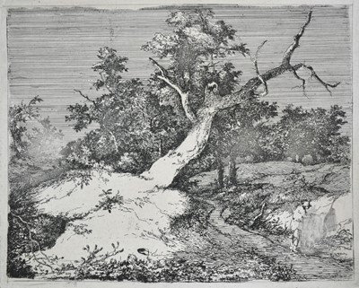 Lot 1225 - John Crome (1768-1821) etching - Road by a Stricken Oak, plate size 15.5cm x 19cm, unframed