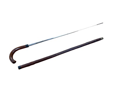 Lot 954 - Mid Victorian Customs and Excise Officer’s Briar wood Rummage sword stick with square section blade and crook handle, signed Mole, Birmingham. 94cm overall length, blade 75.3cm.