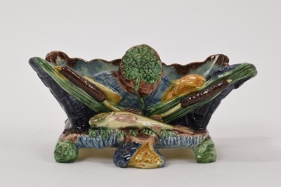 Lot 75 - Antique Palissy ware majolica pottery planter - French