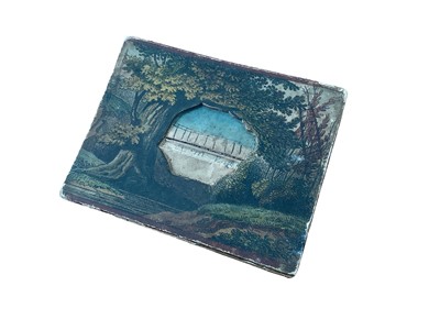 Lot 1530 - 19th century peepshow peep-through concertina folding paper garden scene.
