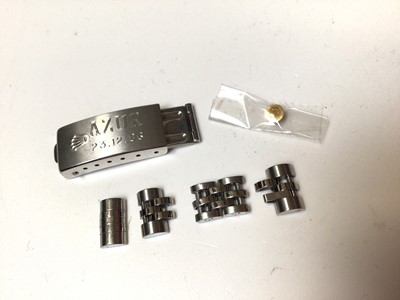Lot 292 - Rolex stainless steel links, crown and clasp for a ladies wristwatch
