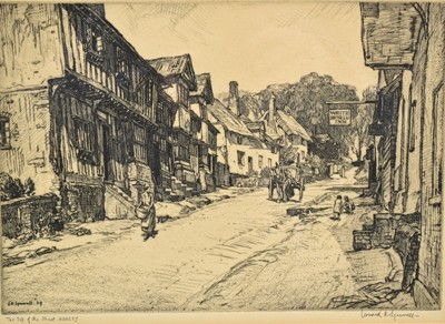 Lot 1246 - *Leonard Russell Squirrell (1893-1979) etching - Kersey, The Top of the Street, signed and titled below in pencil, 20cm x 29cm, in glazed frame